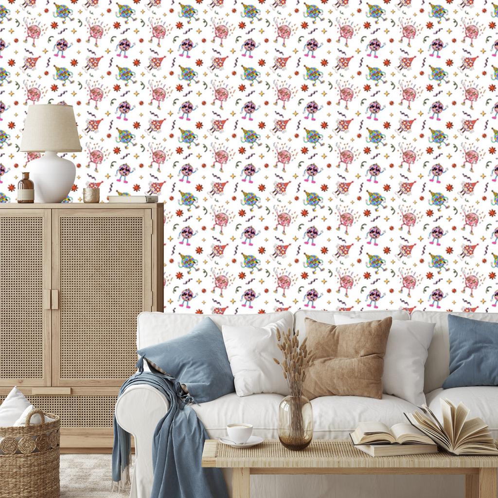 Retro White and Light Gray Wallpaper for Living Room and Bedroom 50x1000