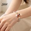 Rust-proof Bracelet Christmas Bracelets for Women, Santa Claus Elk Snowman Tree Alloy Beaded Bracelet, Holiday Jewelry Gifts Stocking Stuffers, Party