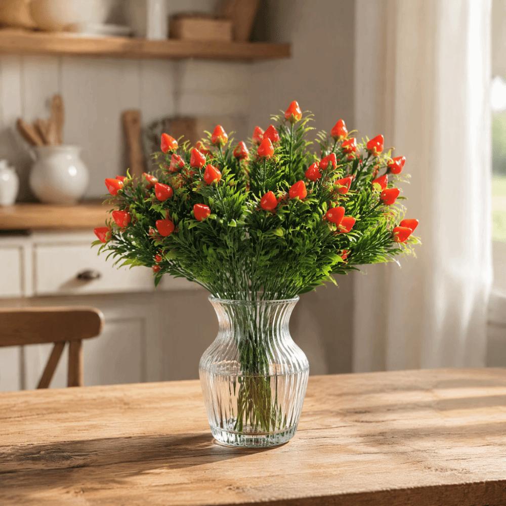 6 Pcs 12.6 Inch Artificial Strawberry Plant No Thorns Plastic Berry Floral Pick Home Decor