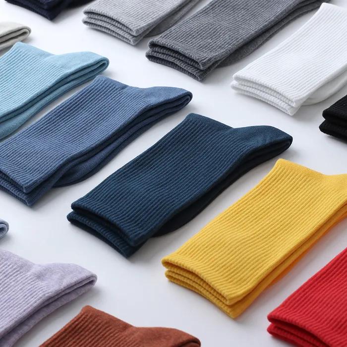 1390 Unisex Solid Crew Socks 5 Pairs (30 Colors)