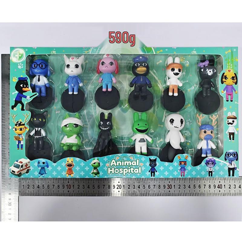 Игровая модель-фигурка животного из хоррор-больницы, 3,2 дюйма, ручная роспись, кошка и собака, с подставкой.