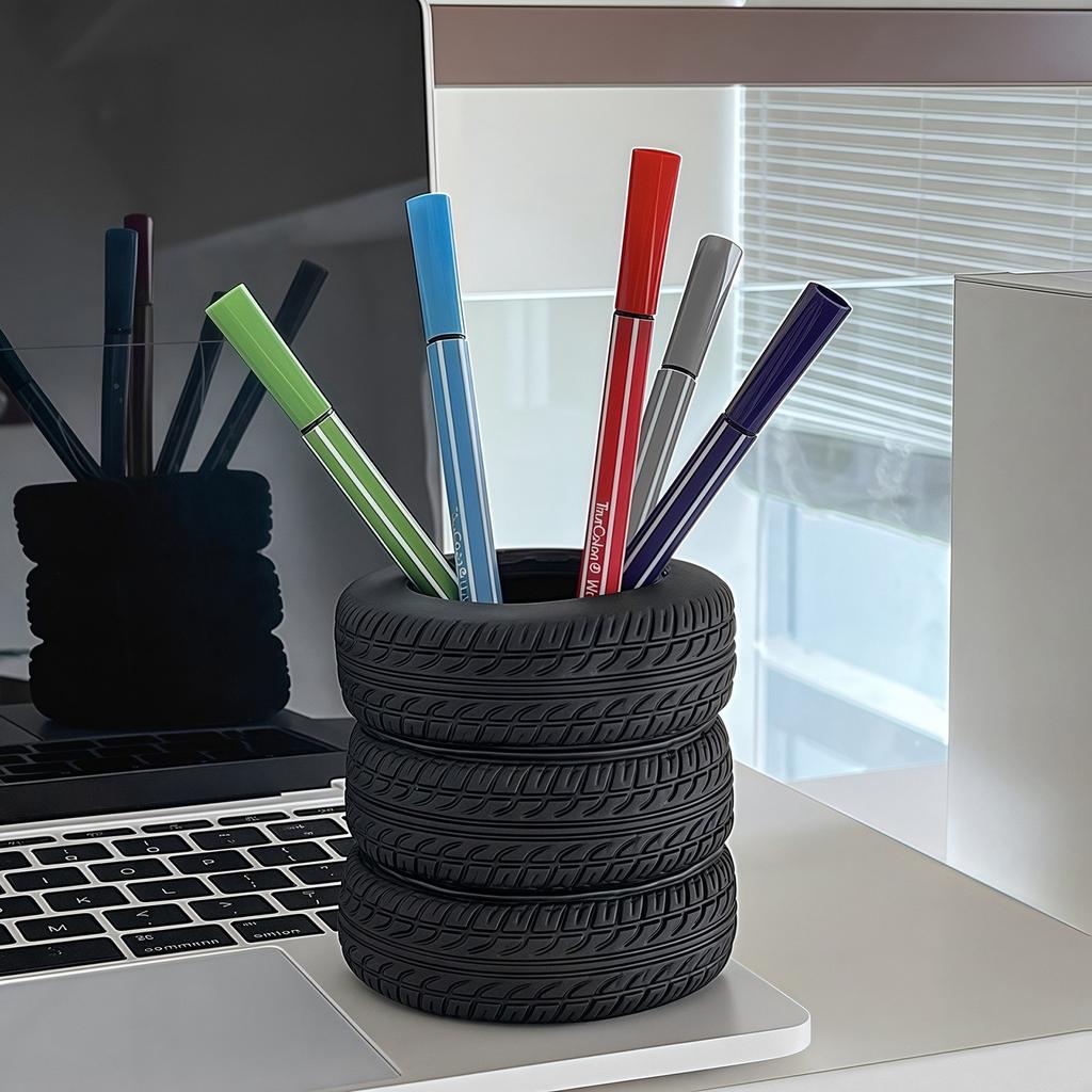 Advanced Creative Tire Pen Holder, Desktop Storage Box, Organizing Artistic Ornaments