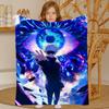 JJK Anime Knee Fashion Blanket Throw Winter Microfiber Oversized Baby Lightweight Flannel Fleece Bed Sofa Decoration