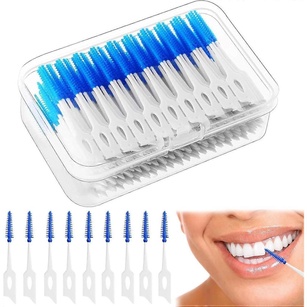 Interdental Brushes 220 Pcs Dental Brushes Dental Floss Stick for Interdental Cleaning Interdental Brushes Blue Portable Oral Tooth Clean Interdental