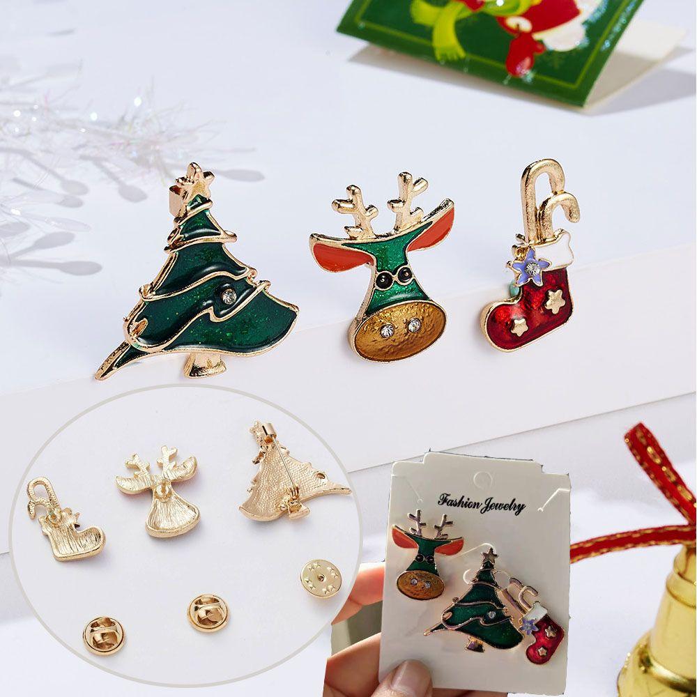 Sock Christmas Tree Snowman Santa Claus Christmas Jewelry Christmas Brooch Enamel Badges Xmas Pins