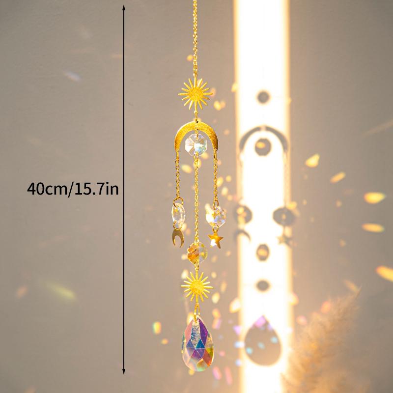 Crystal Suncatcher Crystal Wind Chimes Garden Rainbow Sun Catcher Garden Hanging Pendant Window Wind Music Home Garden Decor