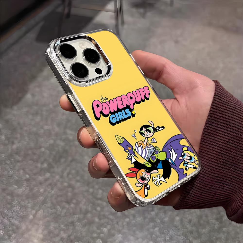 Чехол для телефона P-Powerpuff Girls Милый для iPhone 17 Air 16 E 15 14 13 12 11 Plus Pro Max Гальванизированный Прозрачный Мягкий Корпус