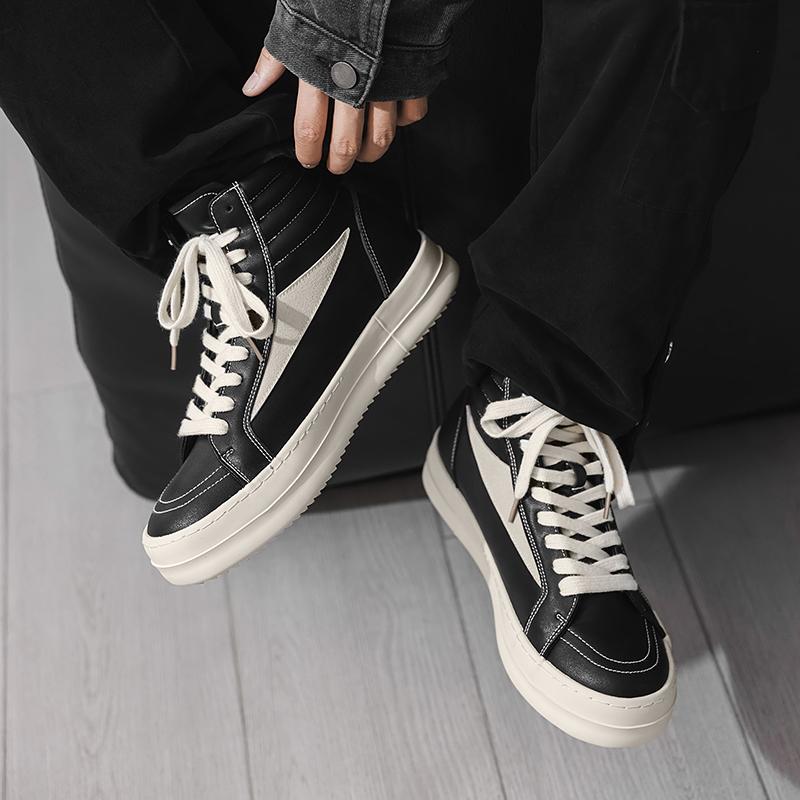 Новые мужские повседневные кроссовки хай-топы на толстой подошве, удобные, для улицы, нескользящие, прочные, на шнуровке, мужской базовый универсальный стиль