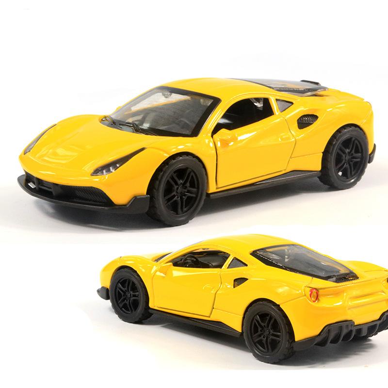 Bag 1:36 Alloy Sports Car Model with Sound and Light Pull Back Door Children's Toys Car Boy Women's Gifts Wholesale