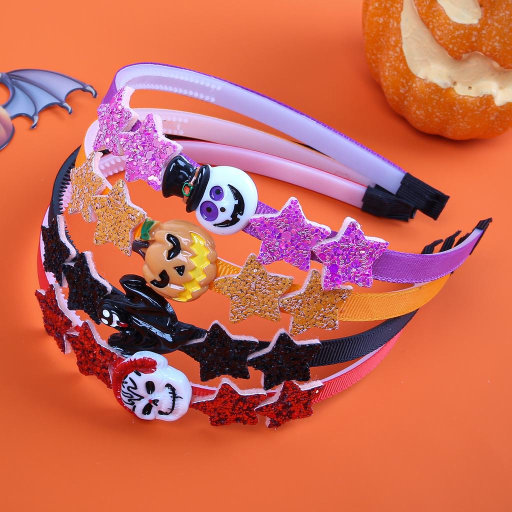 1/4pcs Halloween Day Headband for Girls Glitter Star Headbands Holiday Party Heart Pumpkin Hairbands Children Kids Headwear