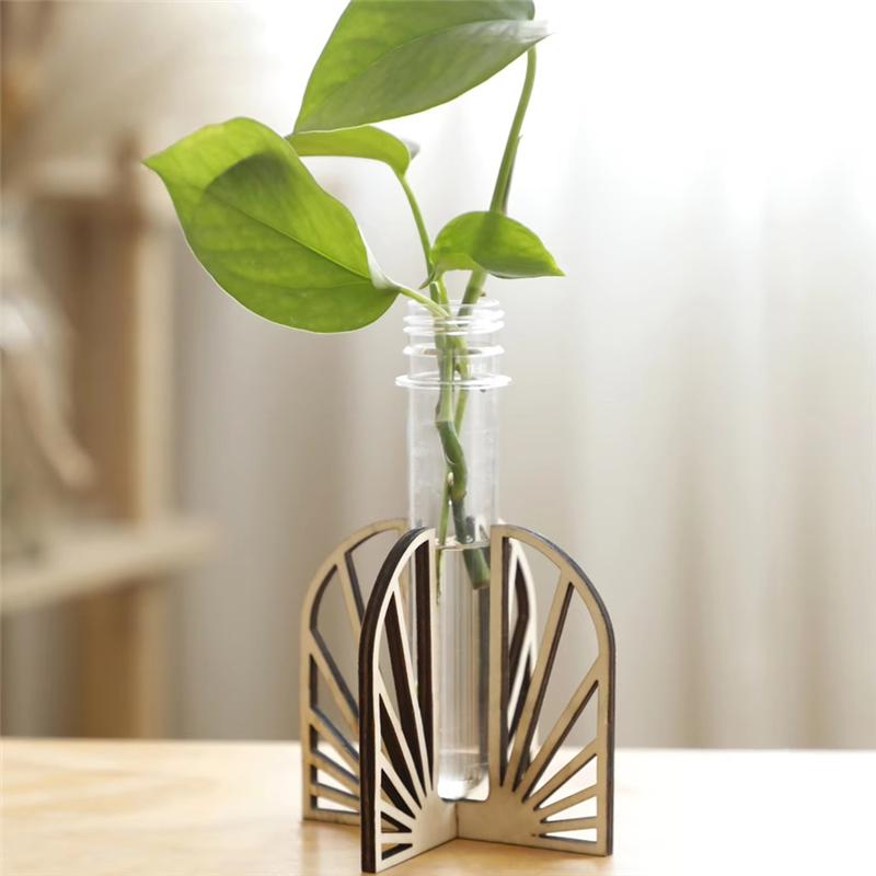 Good-Plant Reproductive Tube Hollow Solid Wood Plant Shelf Wooden Desk Table Home Decoration