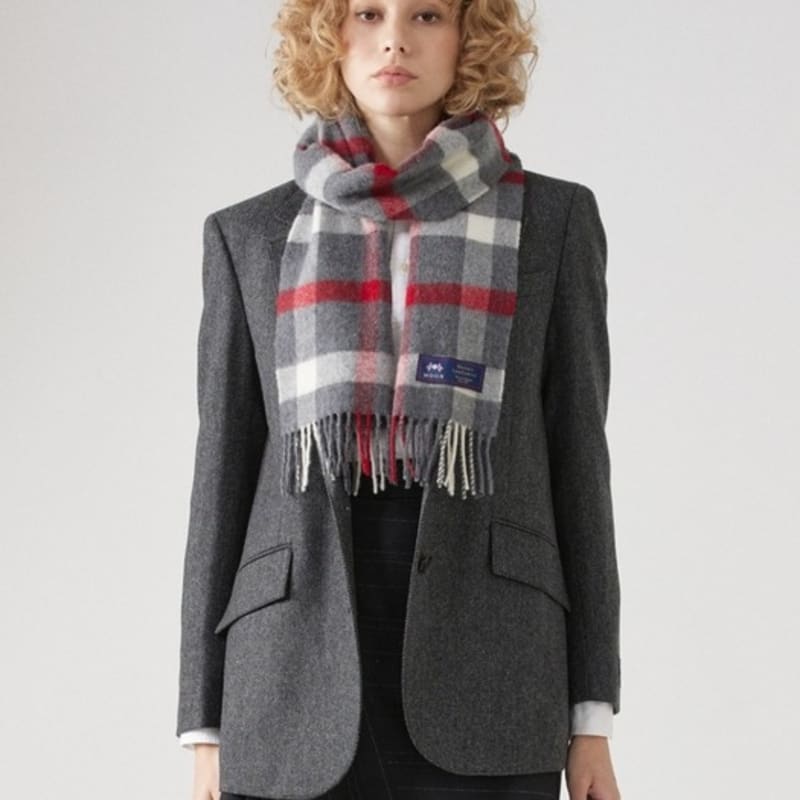 ABRAHAM MOON Шарф из мериносовой шерсти 25 см - Blythe Древесно-угольный красный