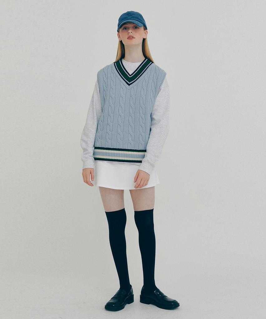 Жилет с косами из шерсти [Fw21 Clove] (синий)