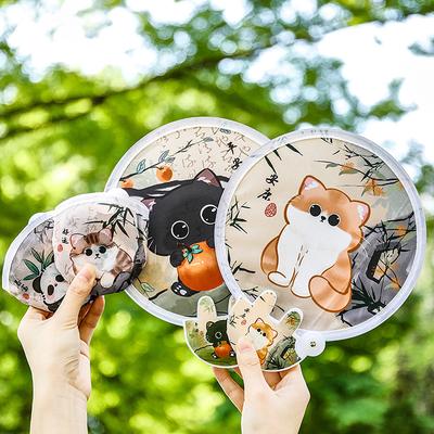 1 шт. Портативный складной веер с мультяшным рисунком Kawaii Креативный складной веер Прохладный летний ручной веер Летающая тарелка Карманный тканевый веер Подарки для детей