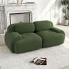 Loveseat Sofa Corduroy, Frameless, Combinable with Curved Armrests and Non-Slip Underside, High-Elastic Padding for Living Room, Bedroom, Green