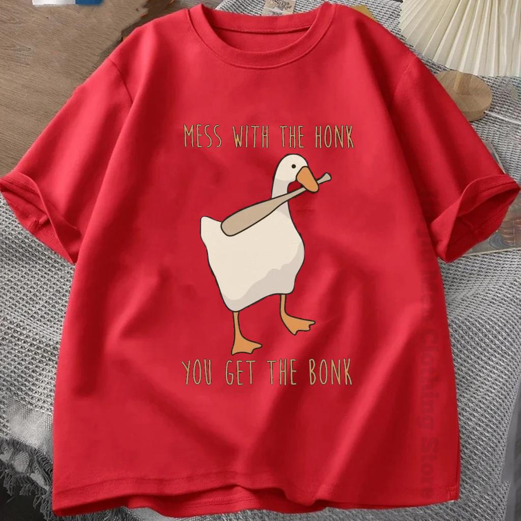 Летние модные мужские футболки с забавными топами без названия Goose Game для мужчин и женщин, хлопковая свободная футболка Mess With The Honk You Get The Bonk