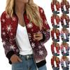 Jackets For Women Long Sleeve Lightweight Zip Up Cropped Fashion Christmas Print Outerwear Casual Quilted Jackets Whith Pockets