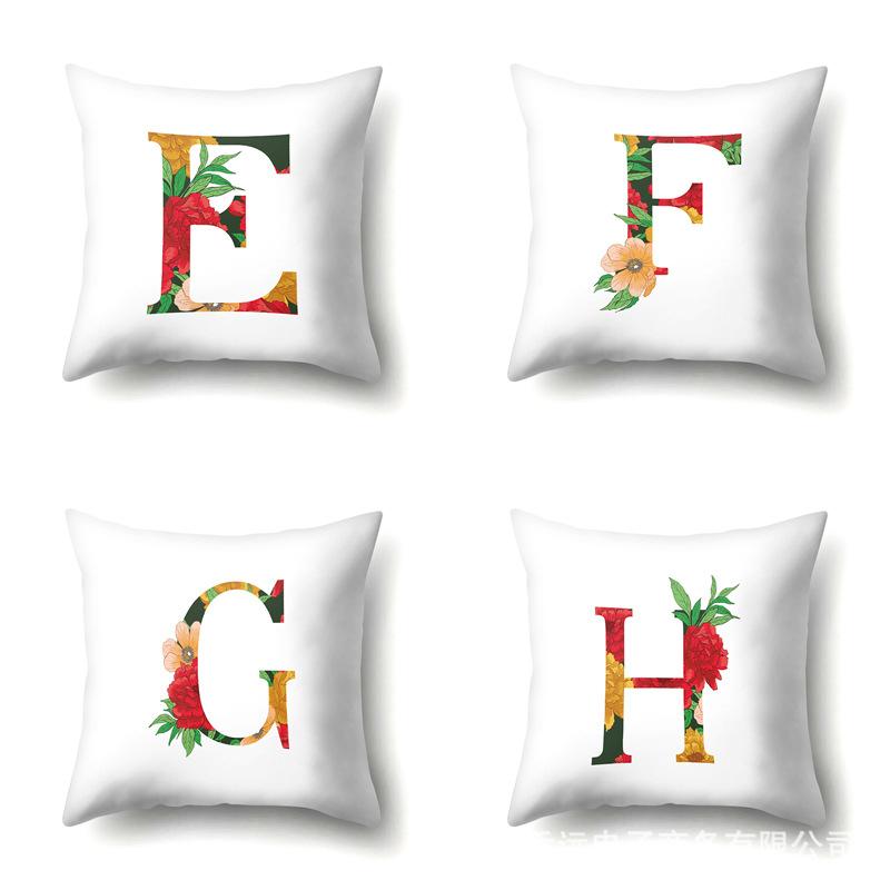 Полиэстеровая наволочка Акварельные цветы Принт для украшения автомобиля 26 английских букв Домашняя наволочка для подушки