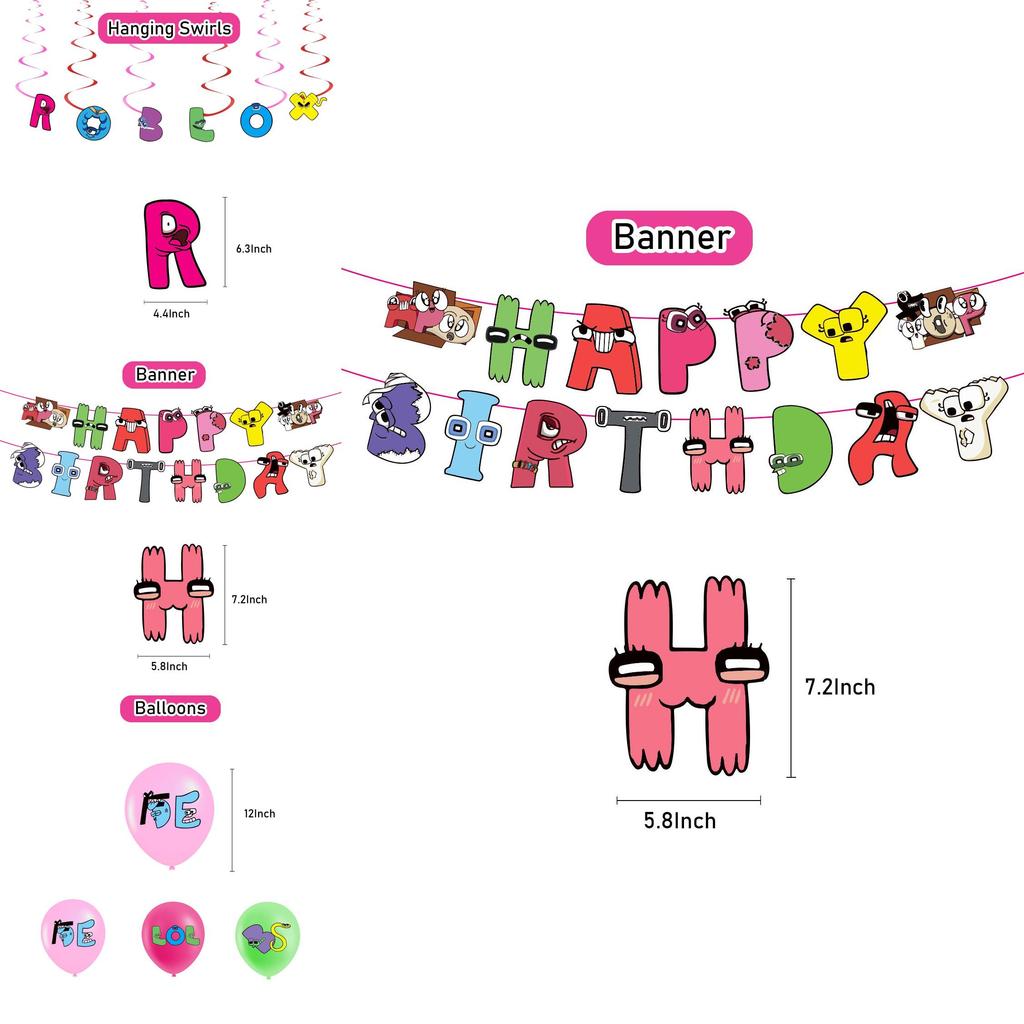 Волшебный набор флажков на ленте с тематикой Alphabet Lore для украшения дня рождения