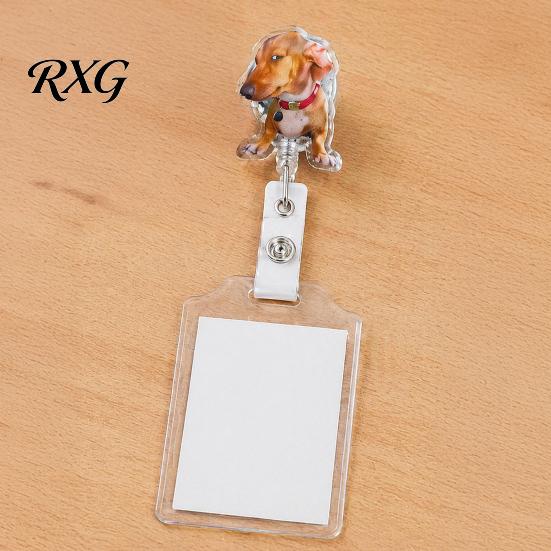 Cute Badge Reel Nurse Reel, Funny Retractable Glitter Acrylic Name Tag Holder with Bow Clip, Sparkly ID Card for Teachers Student Staffs