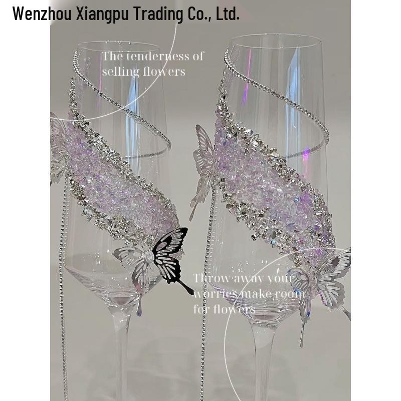 Фиолетовая кисточка Мозаика Бабочка Бокал для тостов с шампанским Набор для самостоятельной сборки для свадеб
