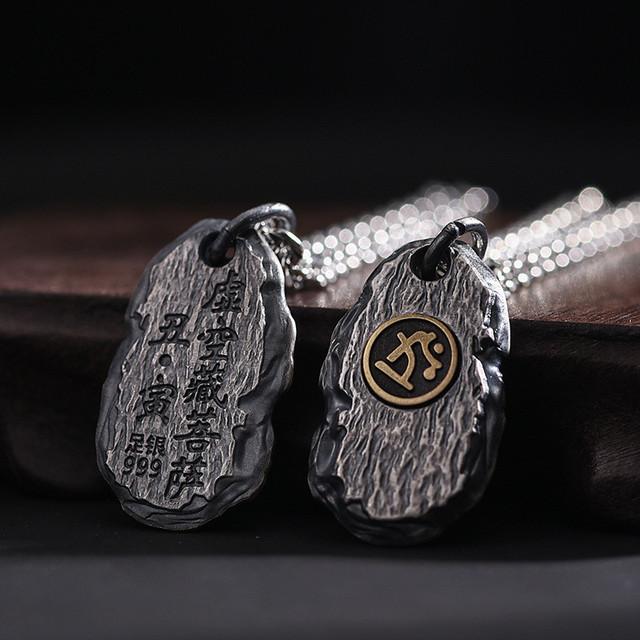 Patron Saint Buddha Pendant Male Jewelry Top Quality 925 Silver Chain Necklace For Men Retro Zodiac Wishing Stone For Boyfriend