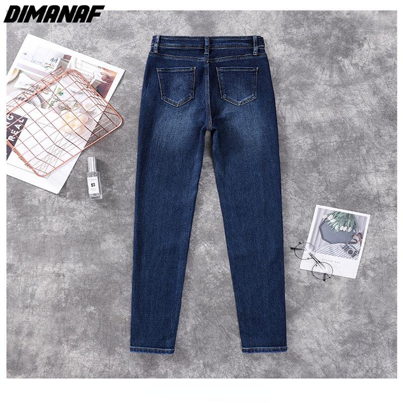 DIMANAF 2024 новые джинсы больших размеров, осенние женские базовые эластичные брюки, свободные повседневные женские модные синие стильные брюки, брюки