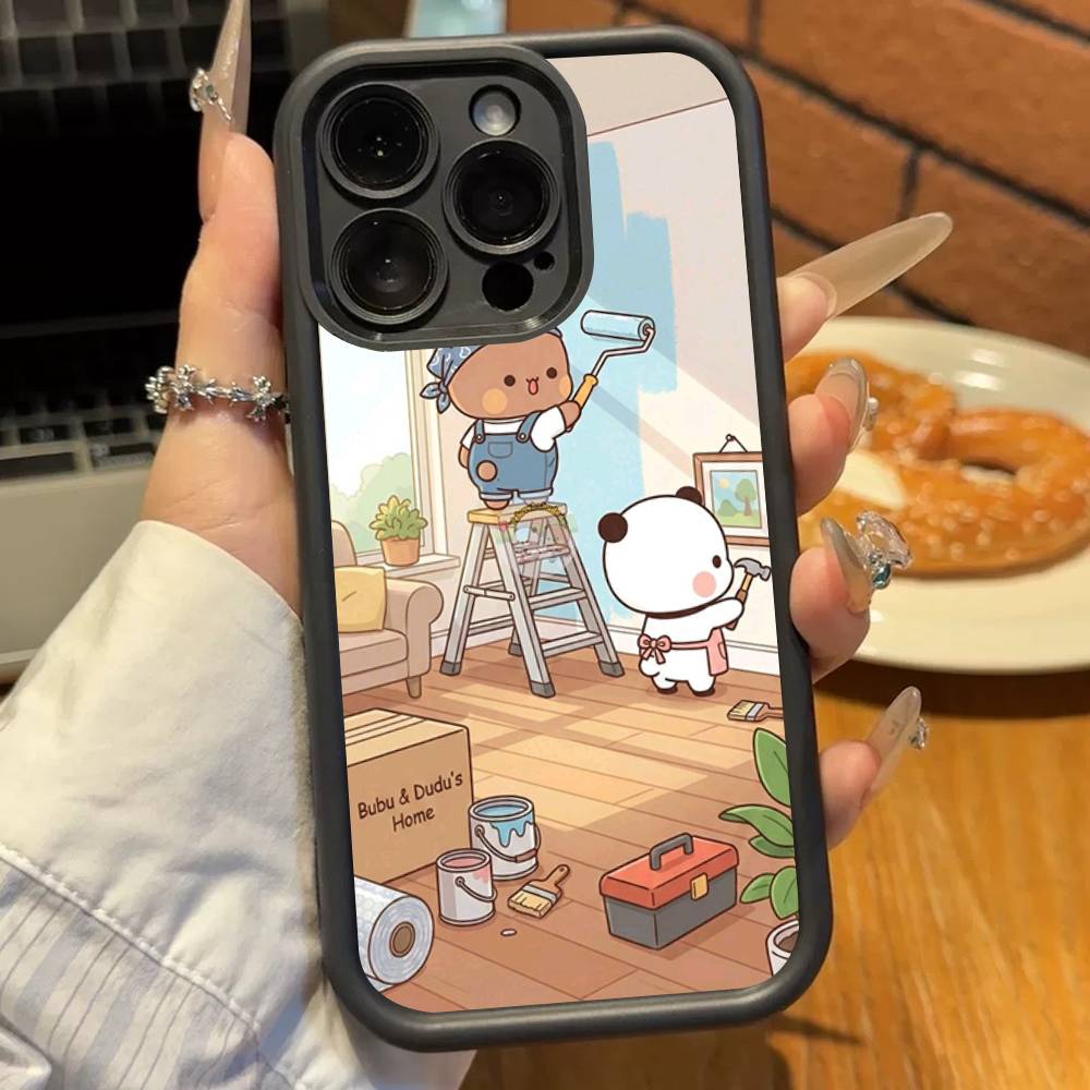 Милый чехол для телефона BuBu D-DuDu для iPhone 11 12 13 14 15 16 17 Pro Max Ударопрочный мягкий ТПУ задняя крышка