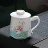 Hand-Painted Dehua Porcelain Tea Mug with Clear Filter
