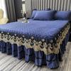 Cross-border Thickened Padded Bed Skirt Three-piece Set of Lace Lace European Style Milk Fleece Bedspread Non-slip Fixed Fleece