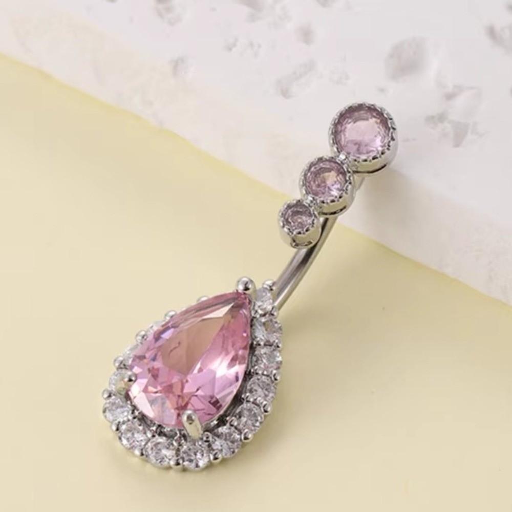 Copper Zircon Belly Button Ring Long Dangled Body Jewelry Sexy Stainless Steel Navel Piercing  Men