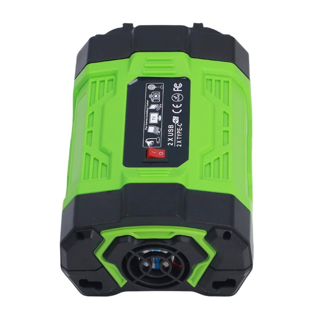 200W Car Power Inverter DC 12V To AC 220V Car Inverter with 2 USB Ports 2 Type C Ports 2 AC Outlets for Outdoor Travel