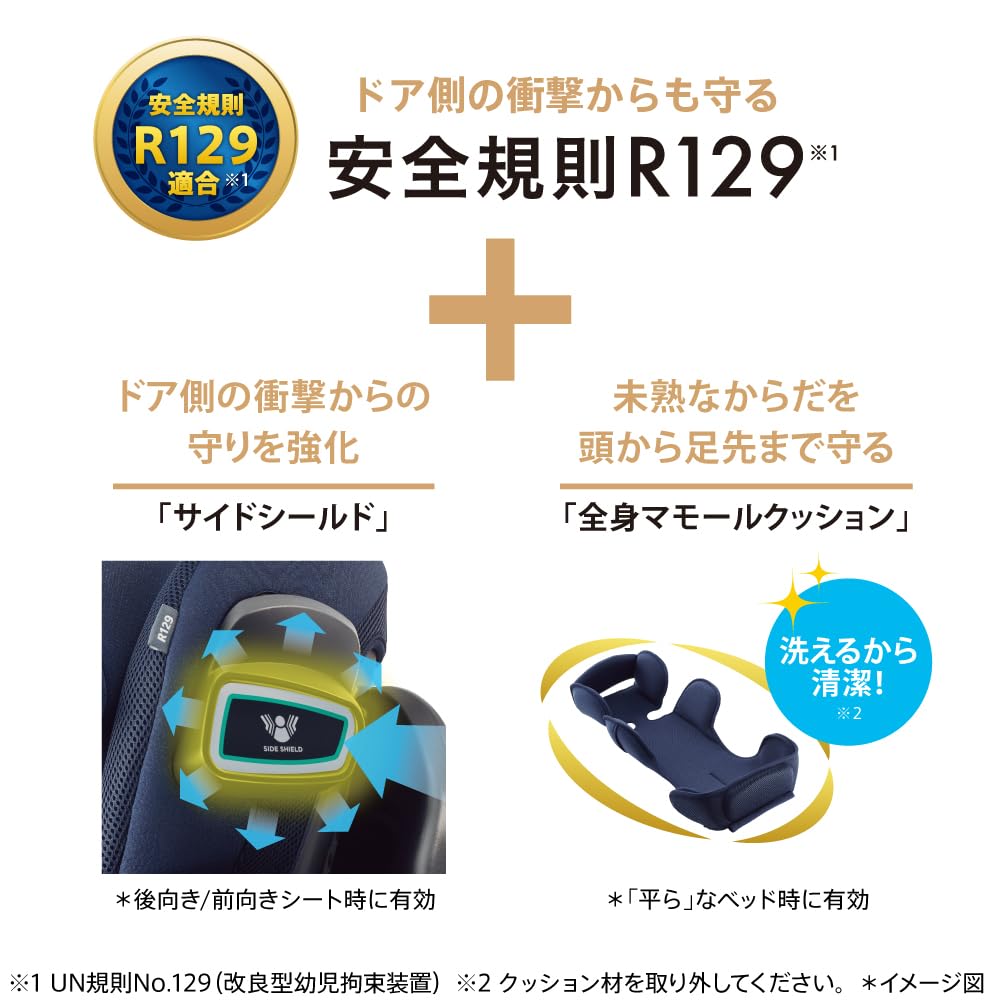 Автокресло Aprica ISOFIX Fixed Fradia Glow ISOFIX Safety Plus Premium AB от новорожденного до примерно 4 лет Вращающееся R129 Совместимое (Блестящий флот)