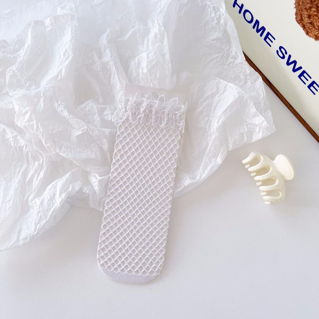 Chic Streetwear Women's Harajuku Black Breathable Knot Lace Fishnet Socks.Sexy Hollow Out Mesh Nets Socks Ladies Girl's Bow Sox