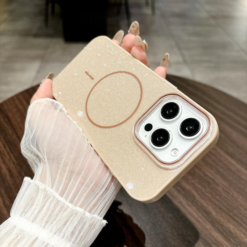 For IPhone16 New Thin Circle Magnetic Phone Case for Apple 15promax Starry Sky Glitter Protective Case