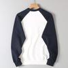 Men's Export Surplus Color-Blocked Raglan Sleeve Crewneck Pullover Sweatshirt with 3D Embossed Design for Spring and Autumn Casual Sports Wear
