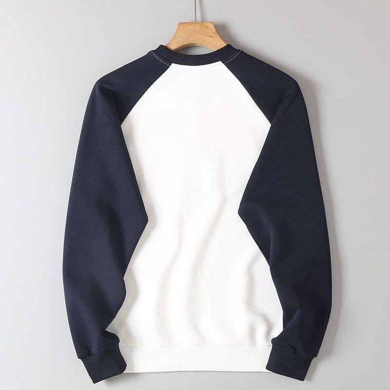 Men's Export Surplus Color-Blocked Raglan Sleeve Crewneck Pullover Sweatshirt with 3D Embossed Design for Spring and Autumn Casual Sports Wear
