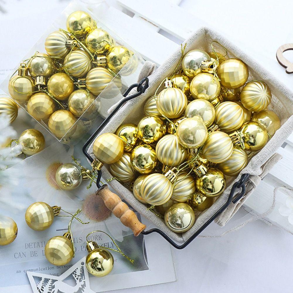 24pcs Crafts 3cm Christmas Ball Set Creative Waterproof Christmas Tree Pendant Delicate Painted Hanging Ornament Room