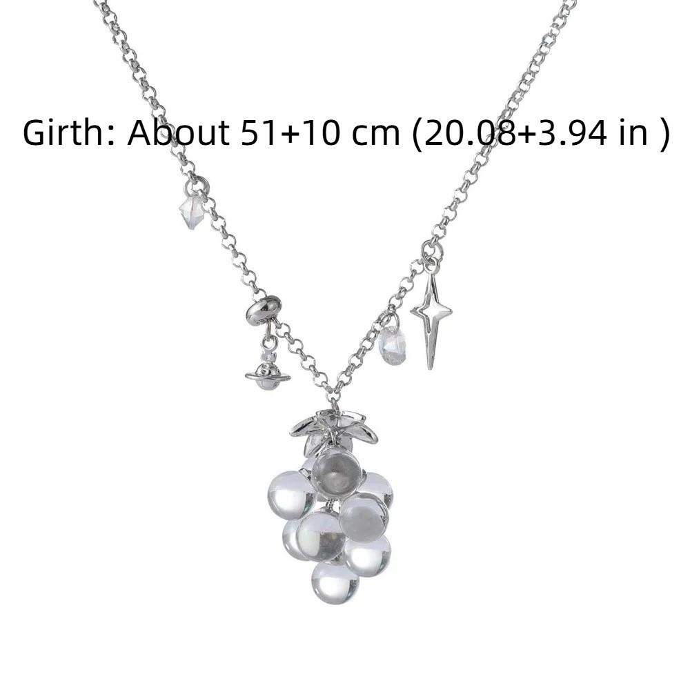 Saturn Grape Cluster Necklace Translucent Fruit Cluster Charm Starburst Choker Photoshoot