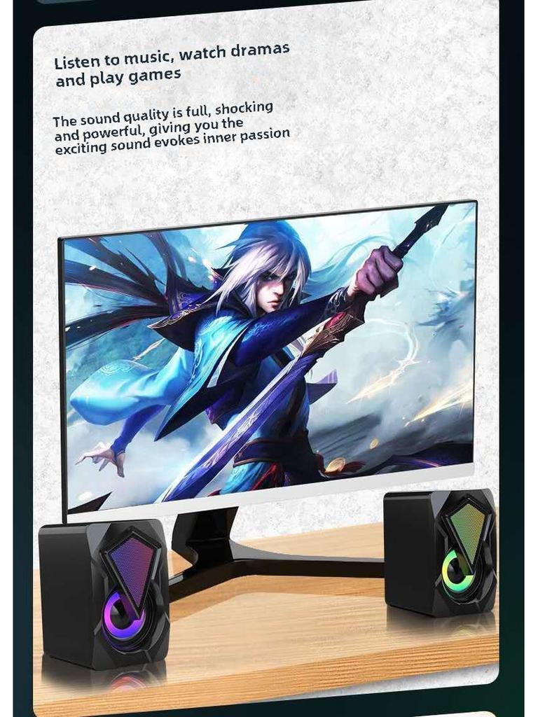 X2 RGB проводные мини-мультимедийные компьютерные колонки для настольных компьютеров и ноутбуков