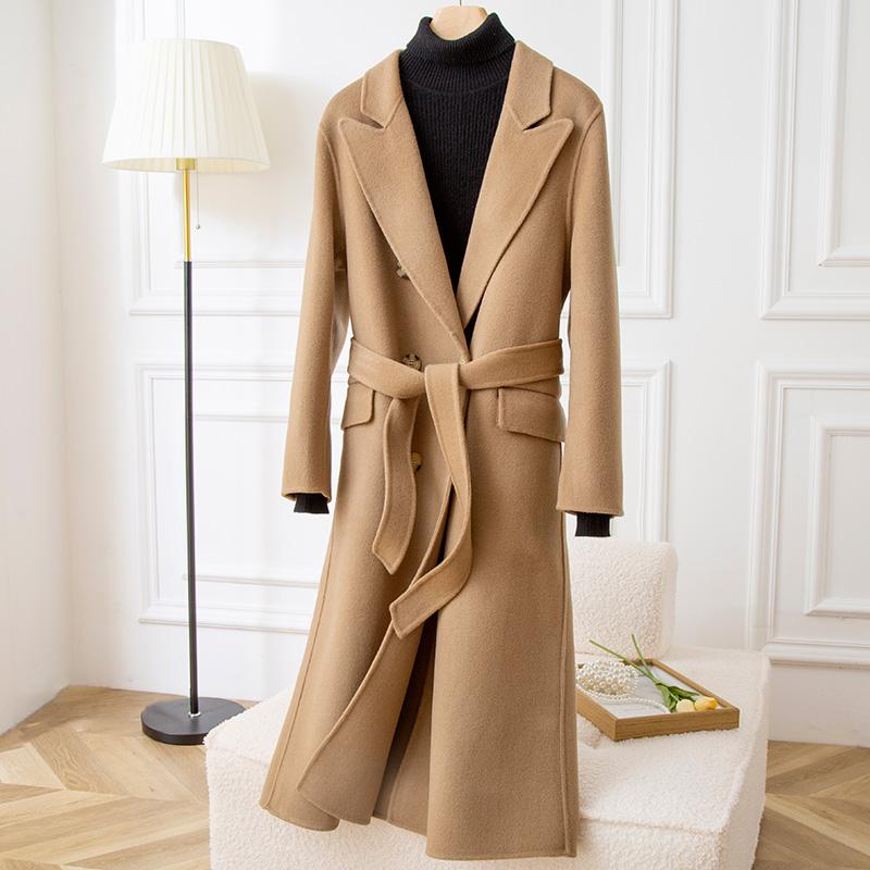 Женское пальто из 100% шерсти TIDENOVEL Осеннее шерстяное длинное пальто Ручной работы Пальто-бушлат Зимняя теплая шерстяная длинная куртка Пальто