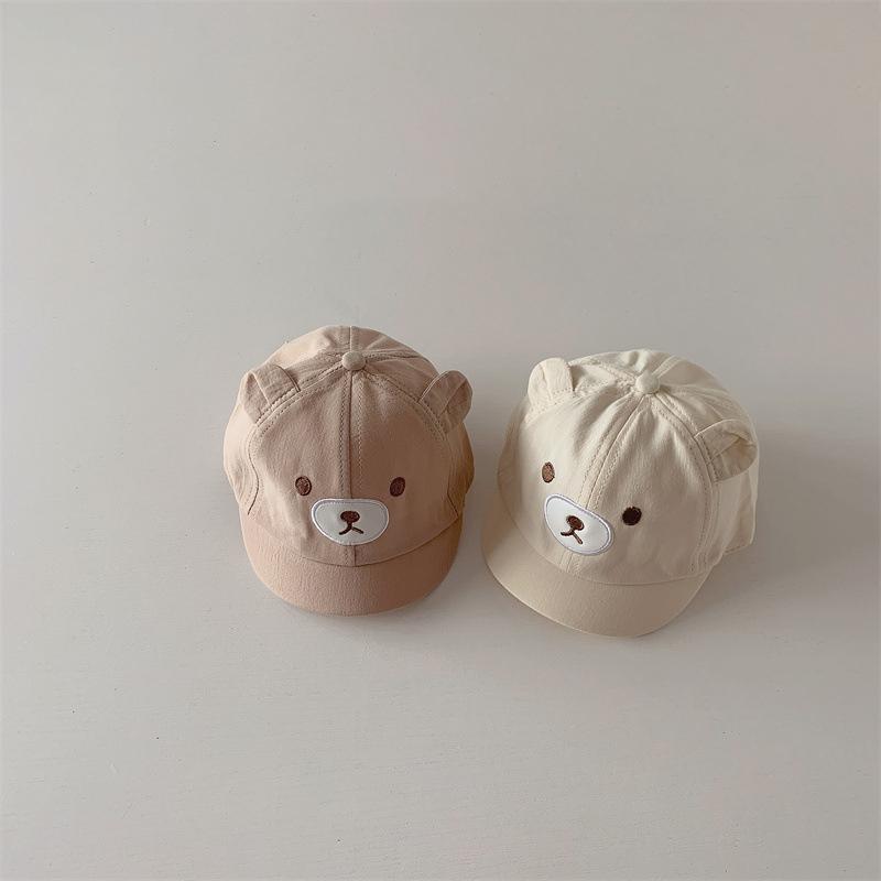 Милая бейсболка с короткими полями для малышей, мультяшные медвежьи ушки, шляпа от солнца для малышей, козырек от солнца для мальчиков и девочек, кепки с утиным язычком