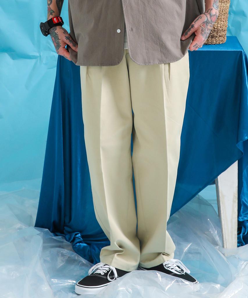 STAGE NAME Ss Double-Tuck Silhouette Wide Pants_Light Beige