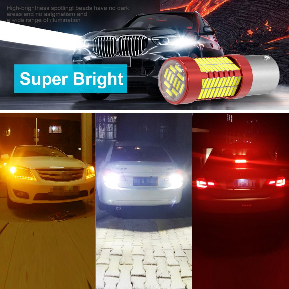 2Pcs 1156 BA15S BAU15S 1157 BAY15D P21W P21/5W PY21W 108SMD 4014 Car Led Turn Signal Lights Brake Tail Lamp Auto Rear Reverse Bulbs White Red Yellow