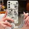 Чехол-шнурок с рисунком Розы и Цветы из кожи для Samsung S26 S25 Ultra S24 S23 S22 Plus S21 FE A16 A17 A26 A36 A37 A54 A55 A56 A57 5G