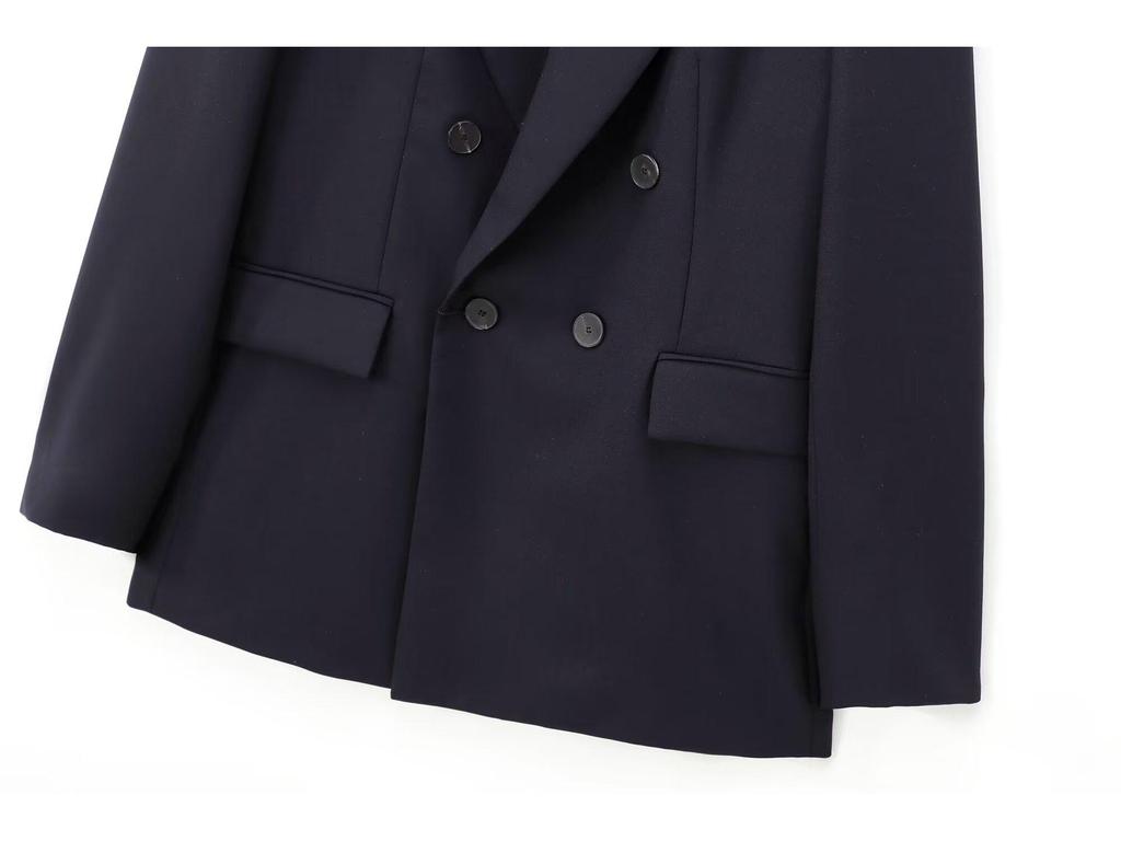 Женский французский двубортный пиджак и брюки прямого кроя, комплект Весна-Осень 2025