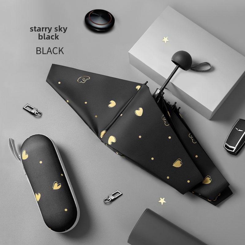 Компактный женский зонт с золотым тиснением: Защита от ультрафиолета, портативный складной, для солнца и дождя