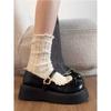 Black Retro Platform Heightening Lolita Small Leather Shoes Women's 2025 Autumn New Sweet Bow Mary Jane Single Shoes