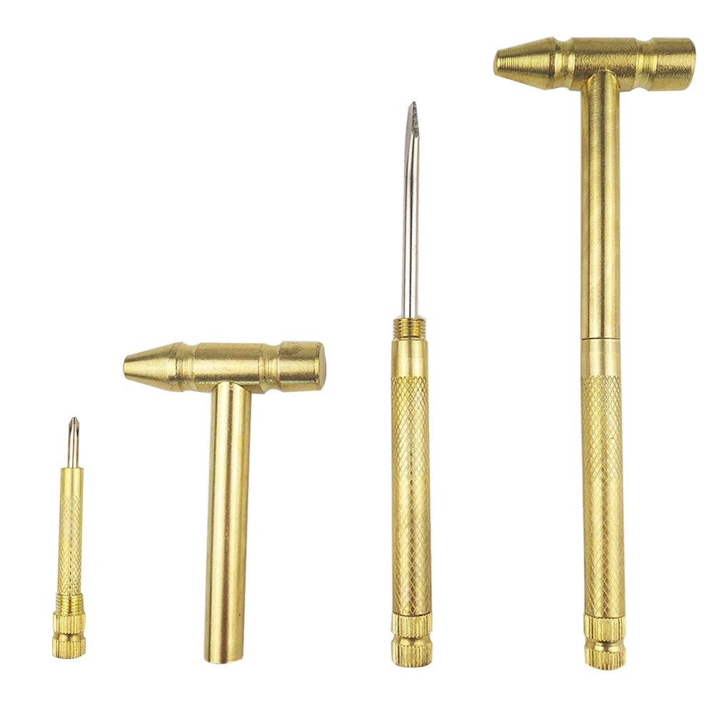 Медный молоток 6 в 1, мини-многофункциональный латунный молоток и отвертка, ручные инструменты, идеально подходящие для часовщиков, ювелиров и поедания грецких орехов