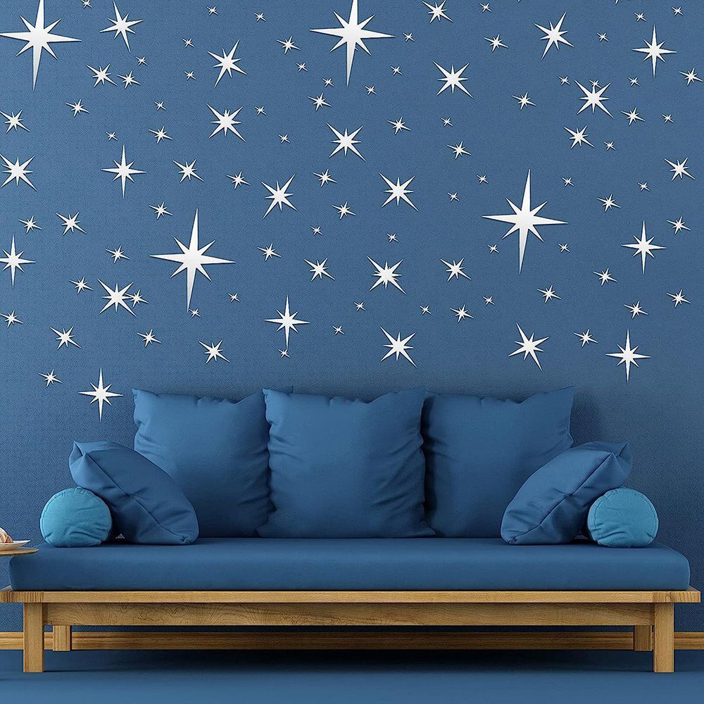 42PCS Starburst Pattern Mirror Wall Stickers Starburst Wall Stickers  Bedroom Decor